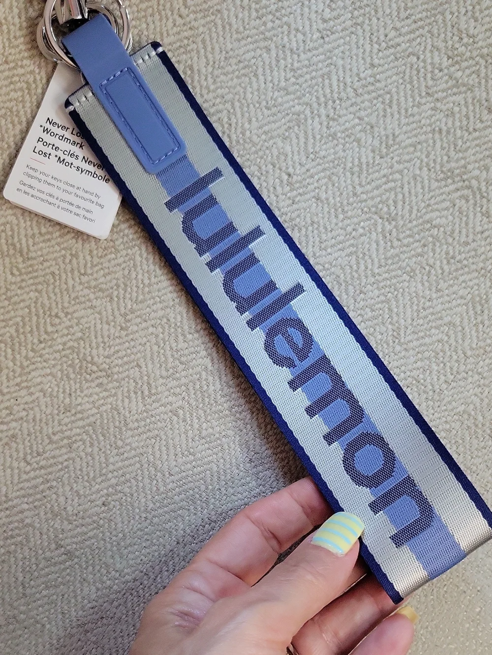 Lululemon Never Lost Keychain Strap in Clubhouse Blue Reflective